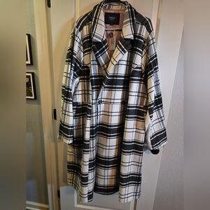 Torrid Black and White A-Line Trench Coat for Work